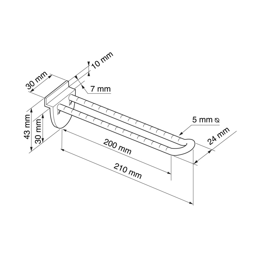 n. 10 GANCI DOPPI 20 cm PER PANNELLI FORATI ❒ Victualia®